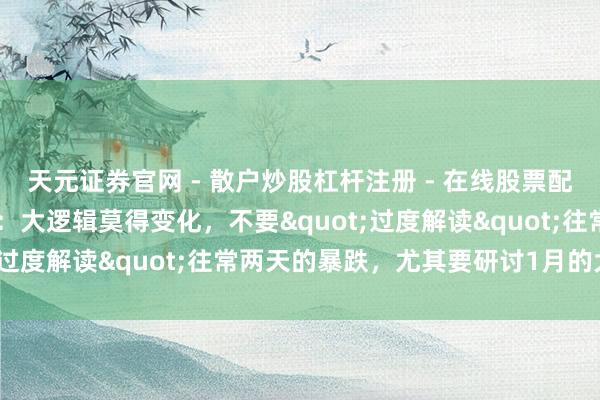 天元证券官网 - 散户炒股杠杆注册 - 在线股票配资如何开户 高盛交往员：大逻辑莫得变化，不要"过度解读"往常两天的暴跌，尤其要研讨1月的大涨