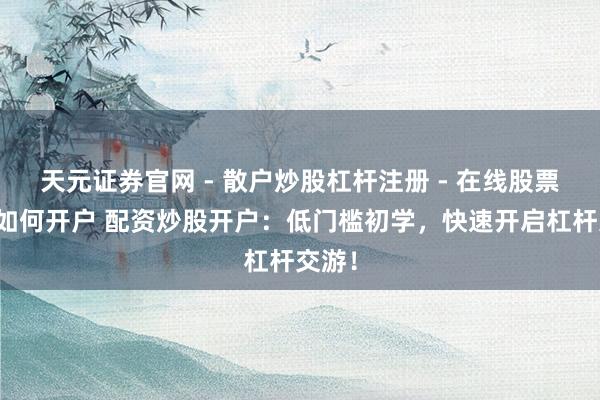 天元证券官网 - 散户炒股杠杆注册 - 在线股票配资如何开户 配资炒股开户：低门槛初学，快速开启杠杆交游！
