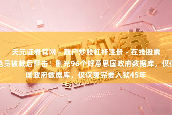 天元证券官网 - 散户炒股杠杆注册 - 在线股票配资如何开户 神色员被裁后抨击！删光96个好意思国政府数据库，仅仅爽完要入狱45年