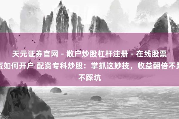 天元证券官网 - 散户炒股杠杆注册 - 在线股票配资如何开户 配资专科炒股：掌抓这妙技，收益翻倍不踩坑