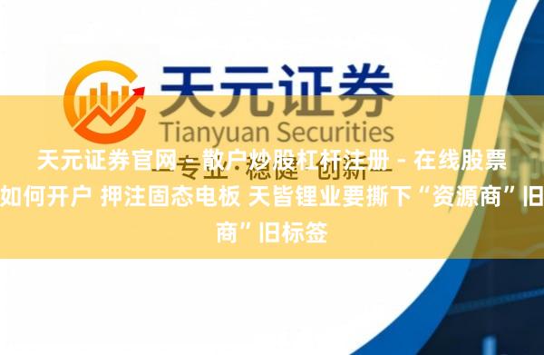 天元证券官网 - 散户炒股杠杆注册 - 在线股票配资如何开户 押注固态电板 天皆锂业要撕下“资源商”旧标签