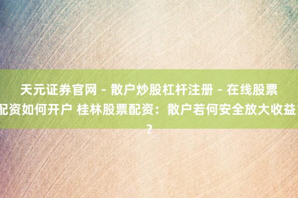 天元证券官网 - 散户炒股杠杆注册 - 在线股票配资如何开户 桂林股票配资：散户若何安全放大收益？