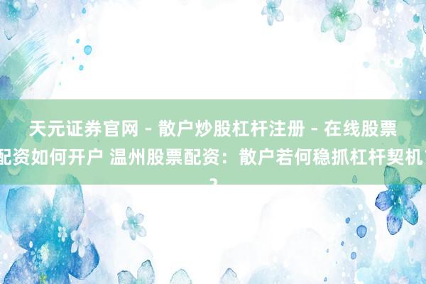 天元证券官网 - 散户炒股杠杆注册 - 在线股票配资如何开户 温州股票配资：散户若何稳抓杠杆契机？