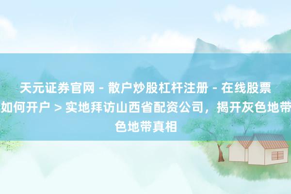 天元证券官网 - 散户炒股杠杆注册 - 在线股票配资如何开户 > 实地拜访山西省配资公司，揭开灰色地带真相